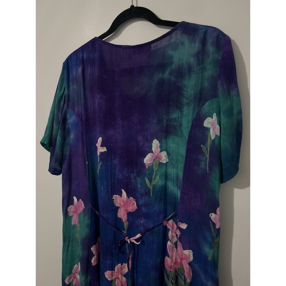 La Cera Dress Women’s Large Multi Floral Watercolor Button Front Fairy Boho Vtg - Picture 11 of 15